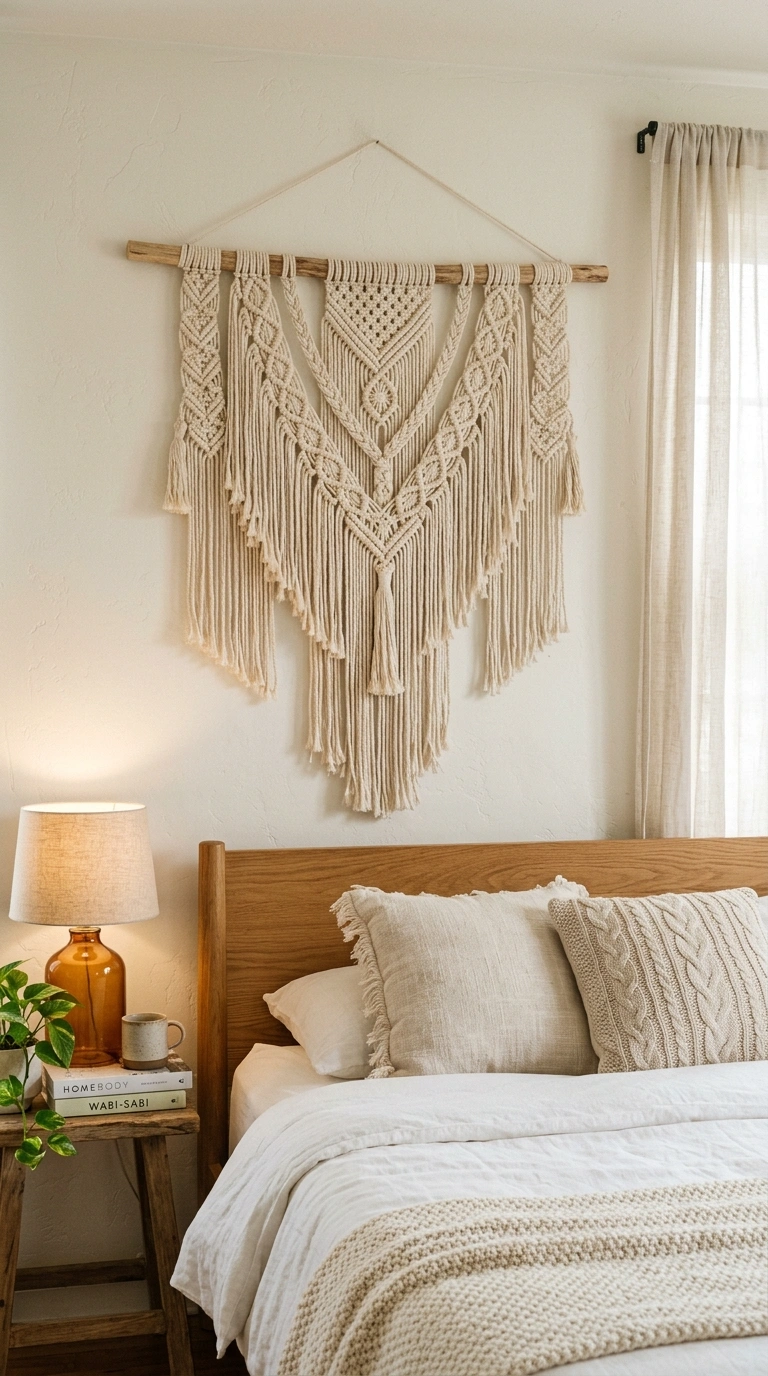 22 Bedroom Decor Ideas That Make Your Space Feel More Luxurious 17 016 Woven Wall Hanging A bedroom wall above a headboar