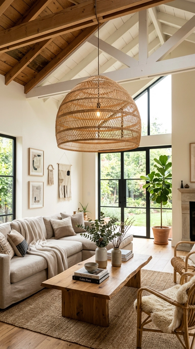 19 Stylish Living Room Ideas for a Home That Feels Put Together 18 017 Statement Ceiling Light A living room with an over