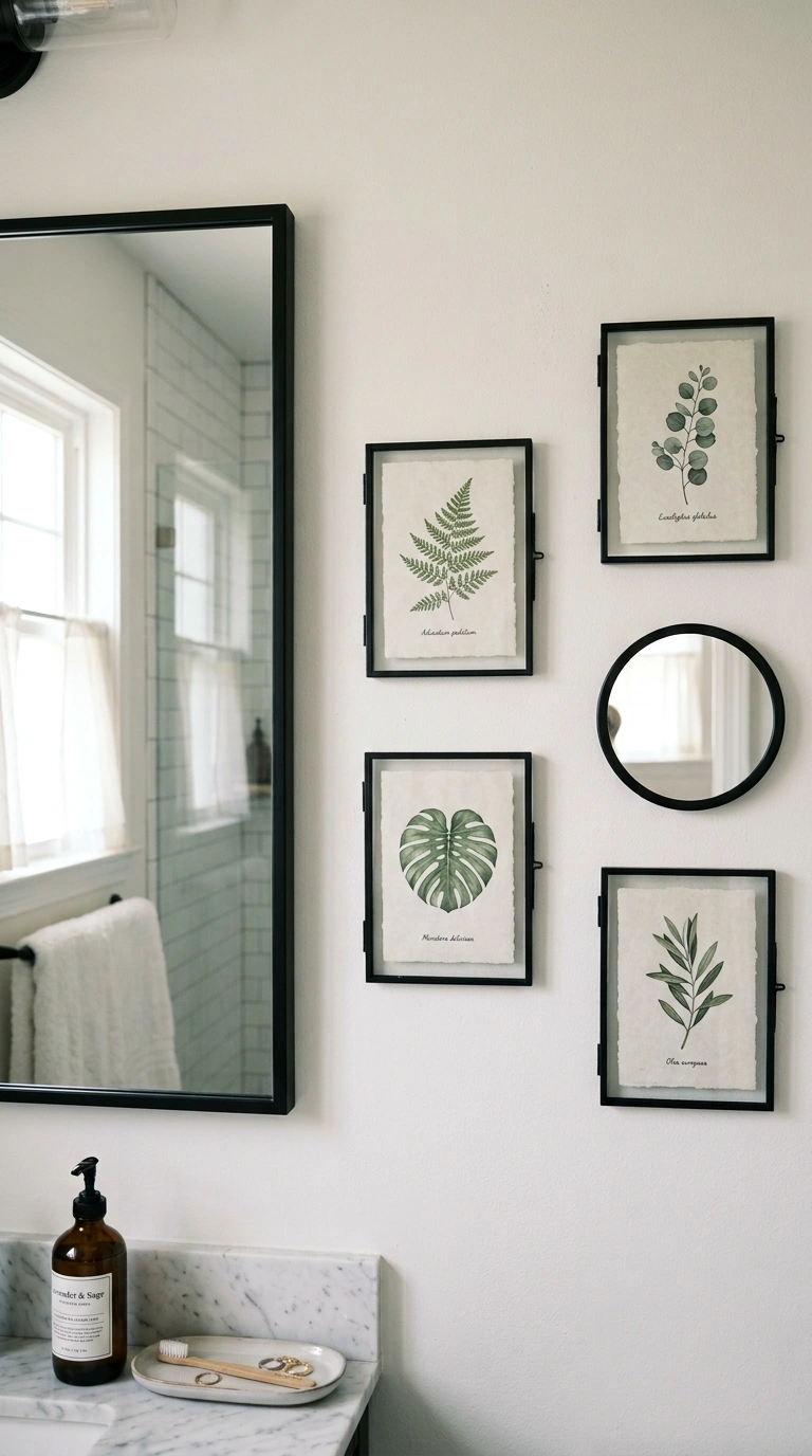 21 Affordable Bathroom Decor Ideas With Plenty of Style 19 018 Gallery Wall Frames A bathroom wall beside a mirro