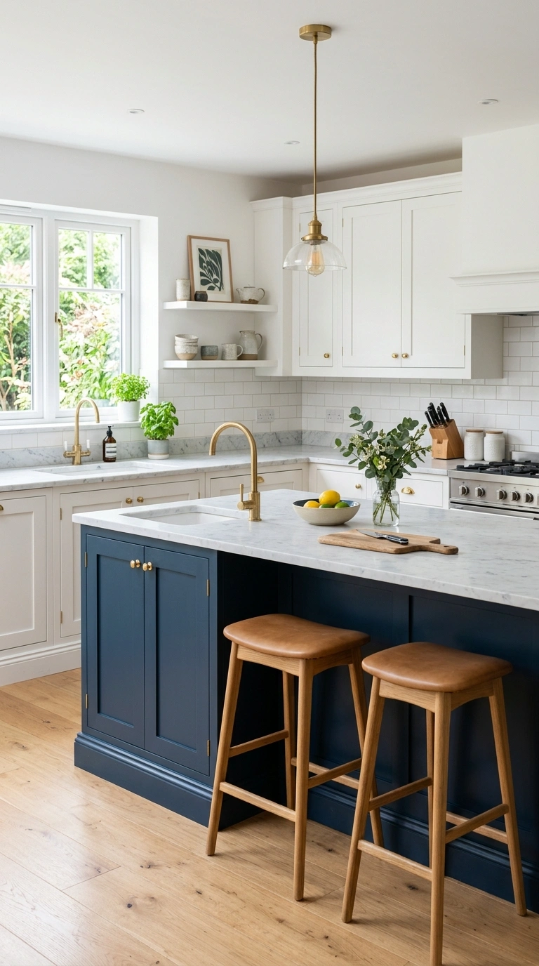 24 Simple Kitchen Makeover Ideas for DIY and Budget-Friendly Updates 19 018 Paint The Island A kitchen with a deep navy painte