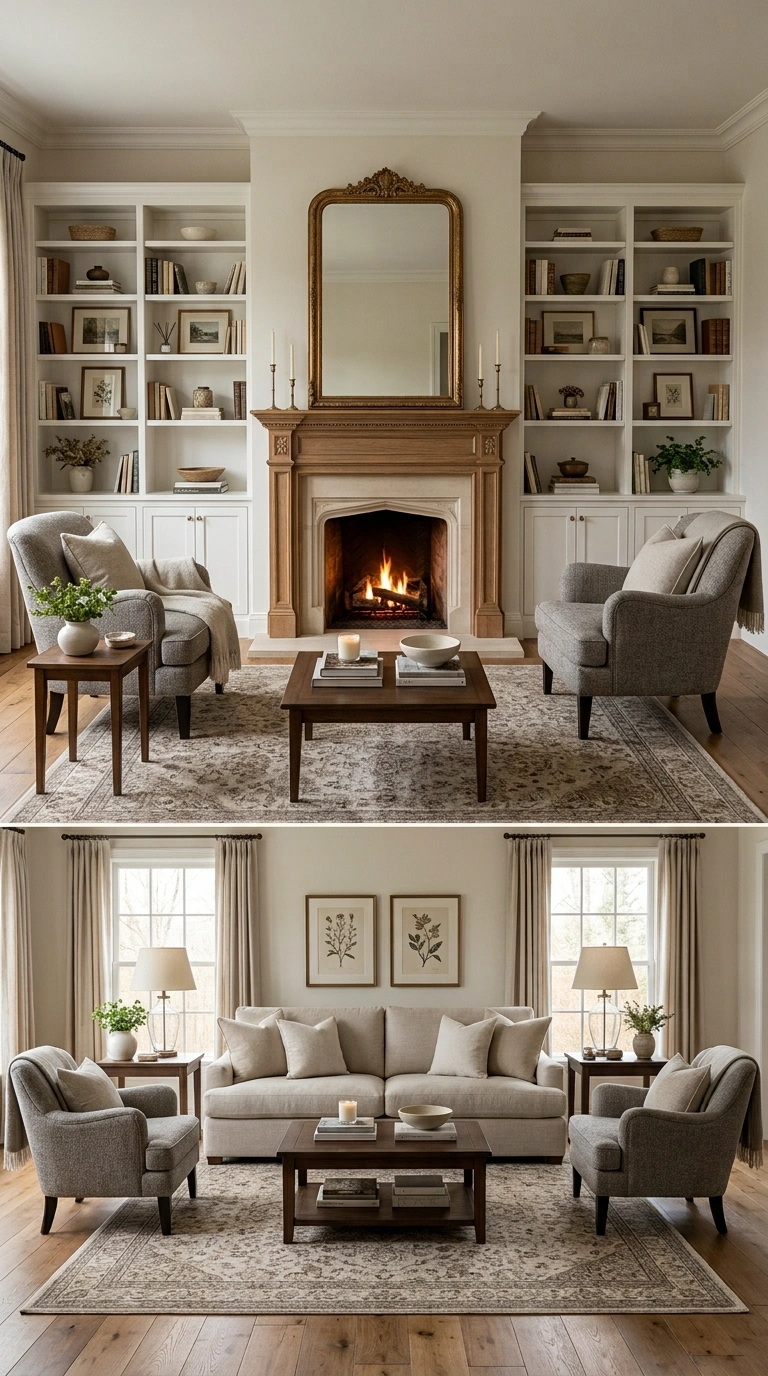 19 Stylish Living Room Ideas for a Home That Feels Put Together 19 018 Symmetrical Furniture Layout A living room with ma