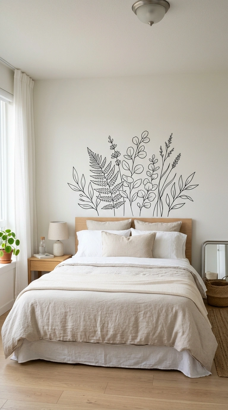 018 Wall Decal Accent A bedroom wall with a simple bot
