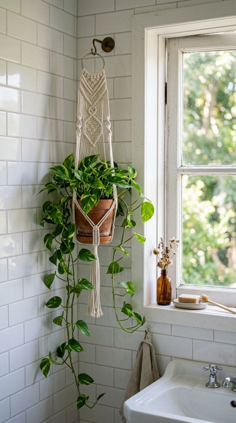 019 Hanging Wall Planter A bathroom corner near a wind