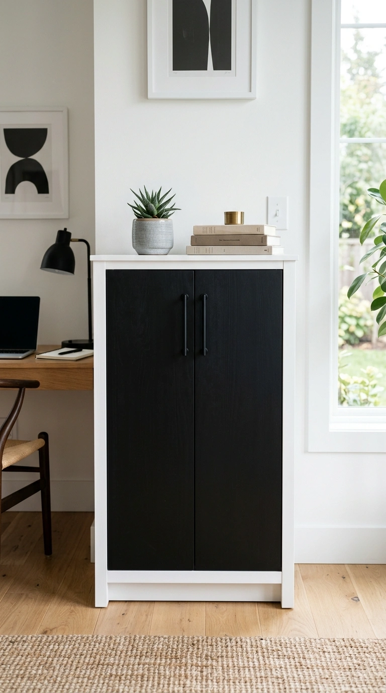 019 Two Tone Storage Cabinet A home office with a whit