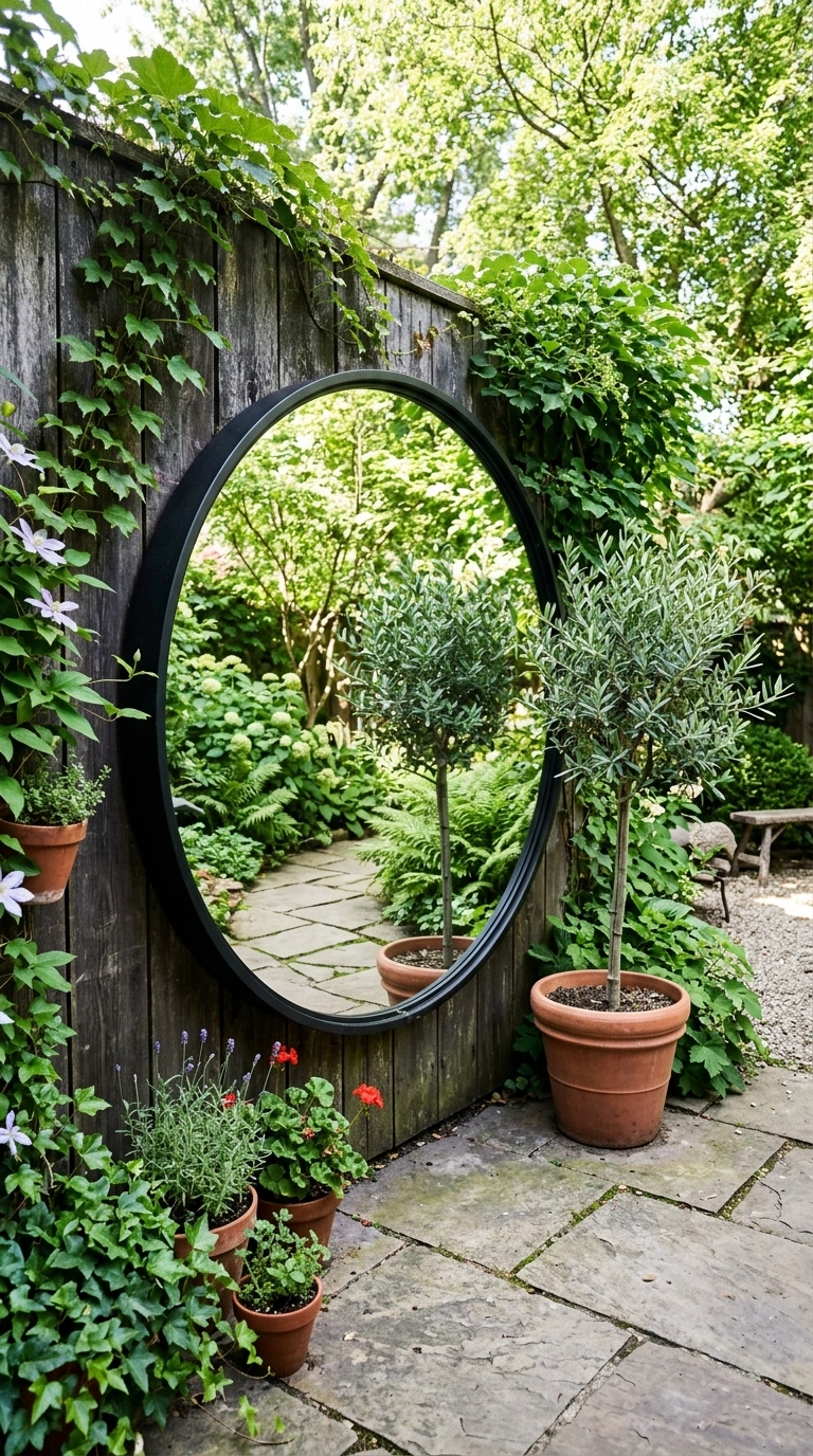 19 Outdoor Decor Ideas Everyone Is Saving Right Now 20 019 Wall Mounted Mirror A small courtyard patio with a