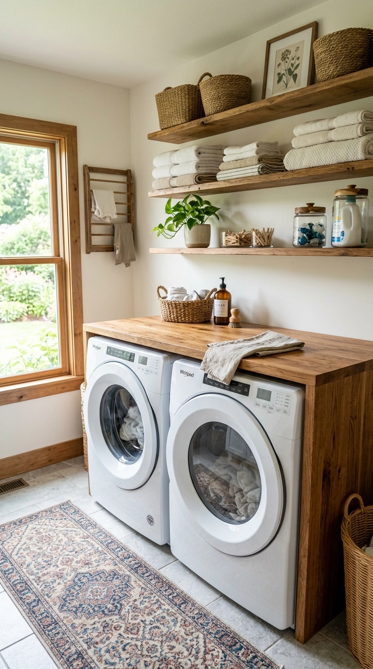 020 Butcher Block Counter A laundry room with a thick