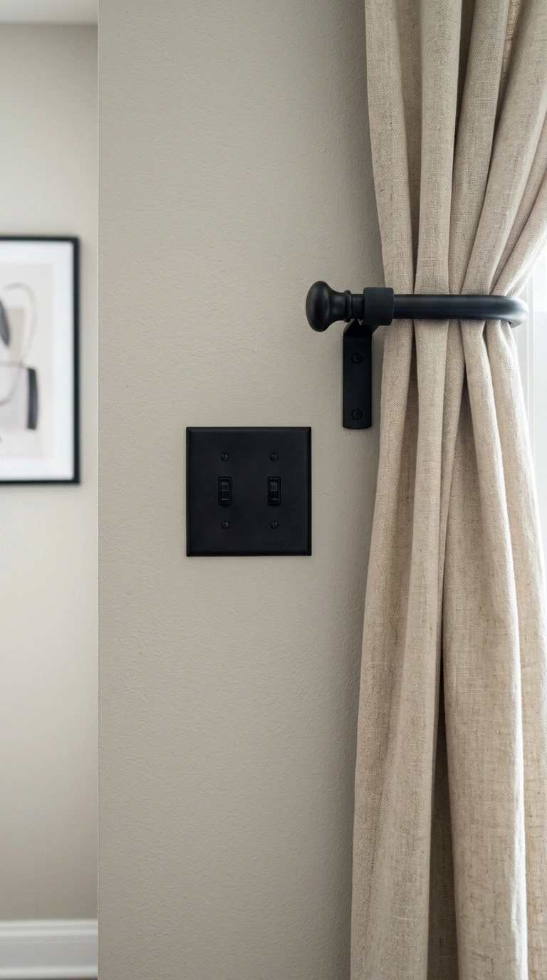 021 Matte Black Fixtures A close up of a living room w