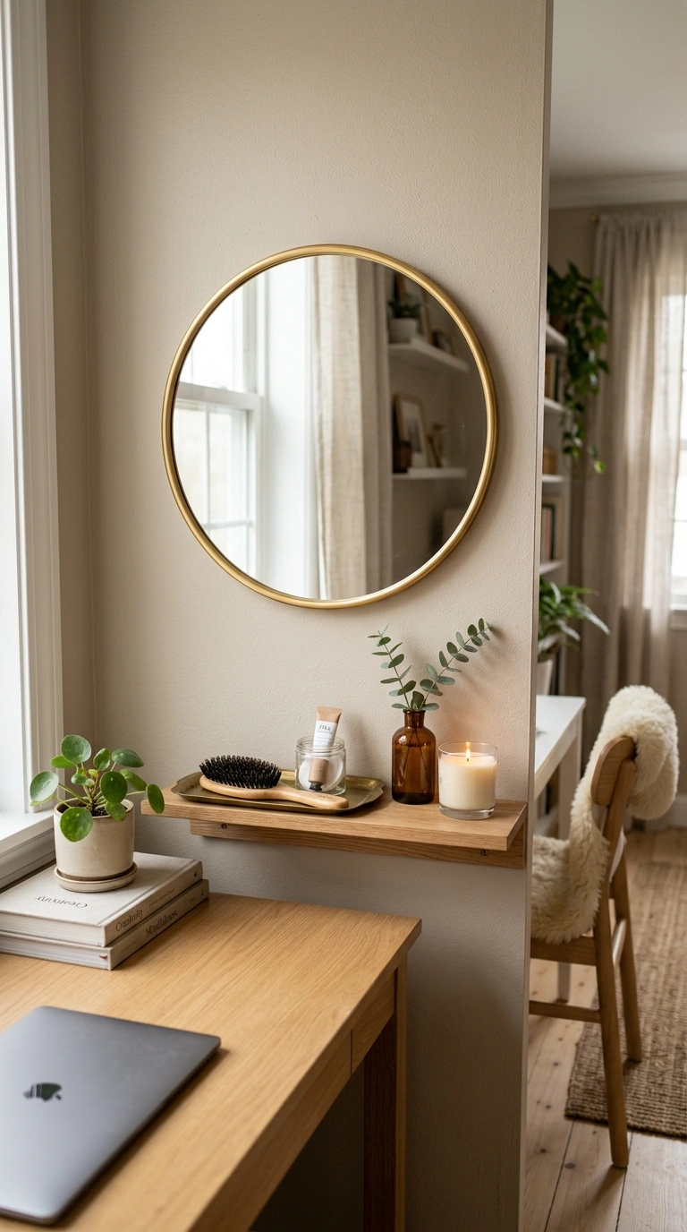 25 Office Decor Ideas for Women That Feel Stylish and Personal 22 021 Mirror And Vanity A small vanity corner in a home