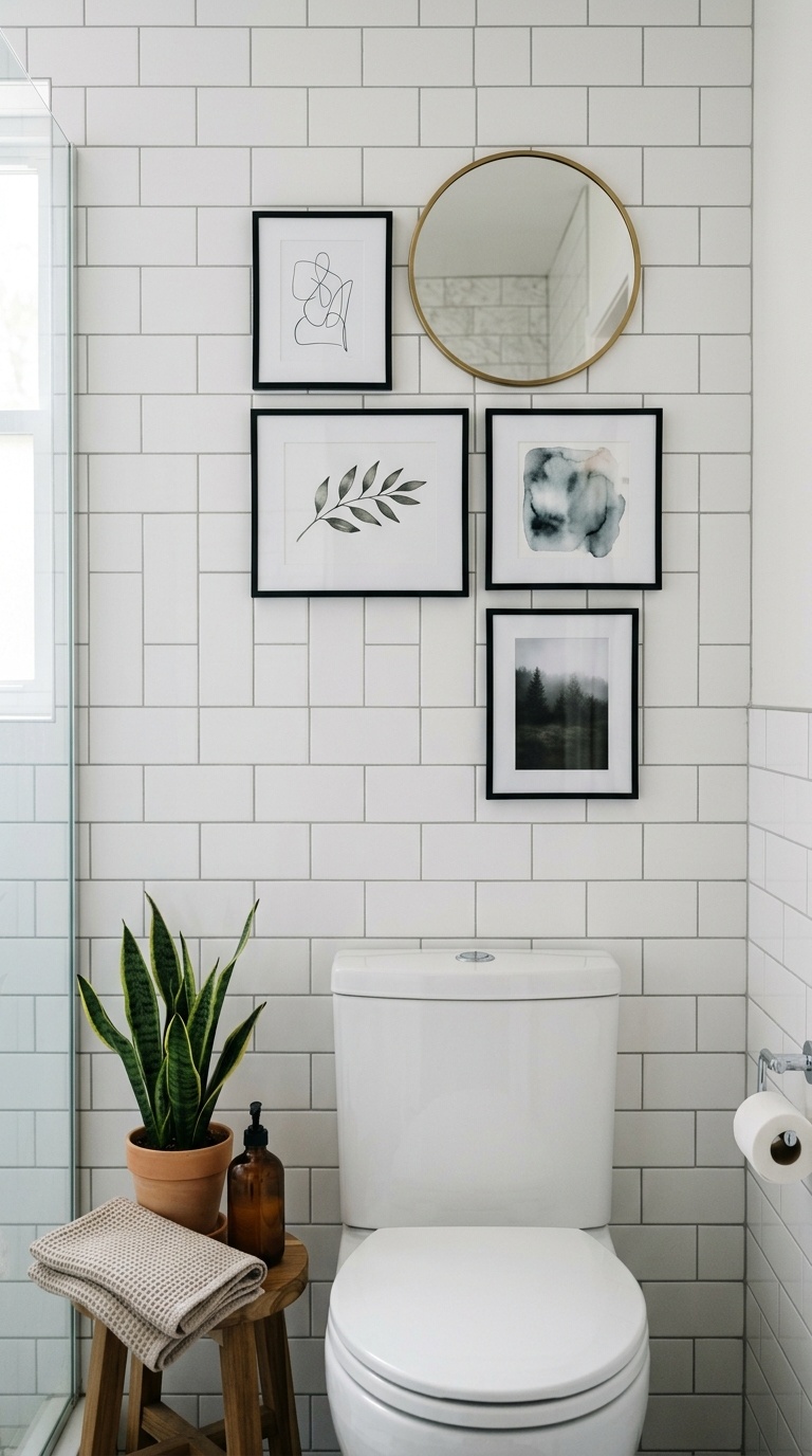 25 Bathroom Decor Ideas to Transform Your Space on a Budget 23 022 Small Gallery Wall A small gallery grouping of fou