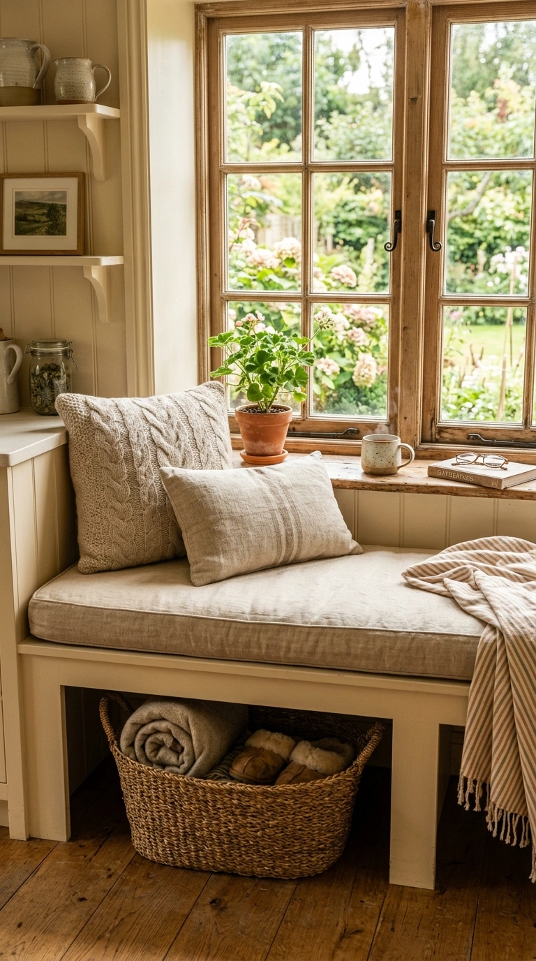 023 Cozy Window Seat A kitchen corner with a built in