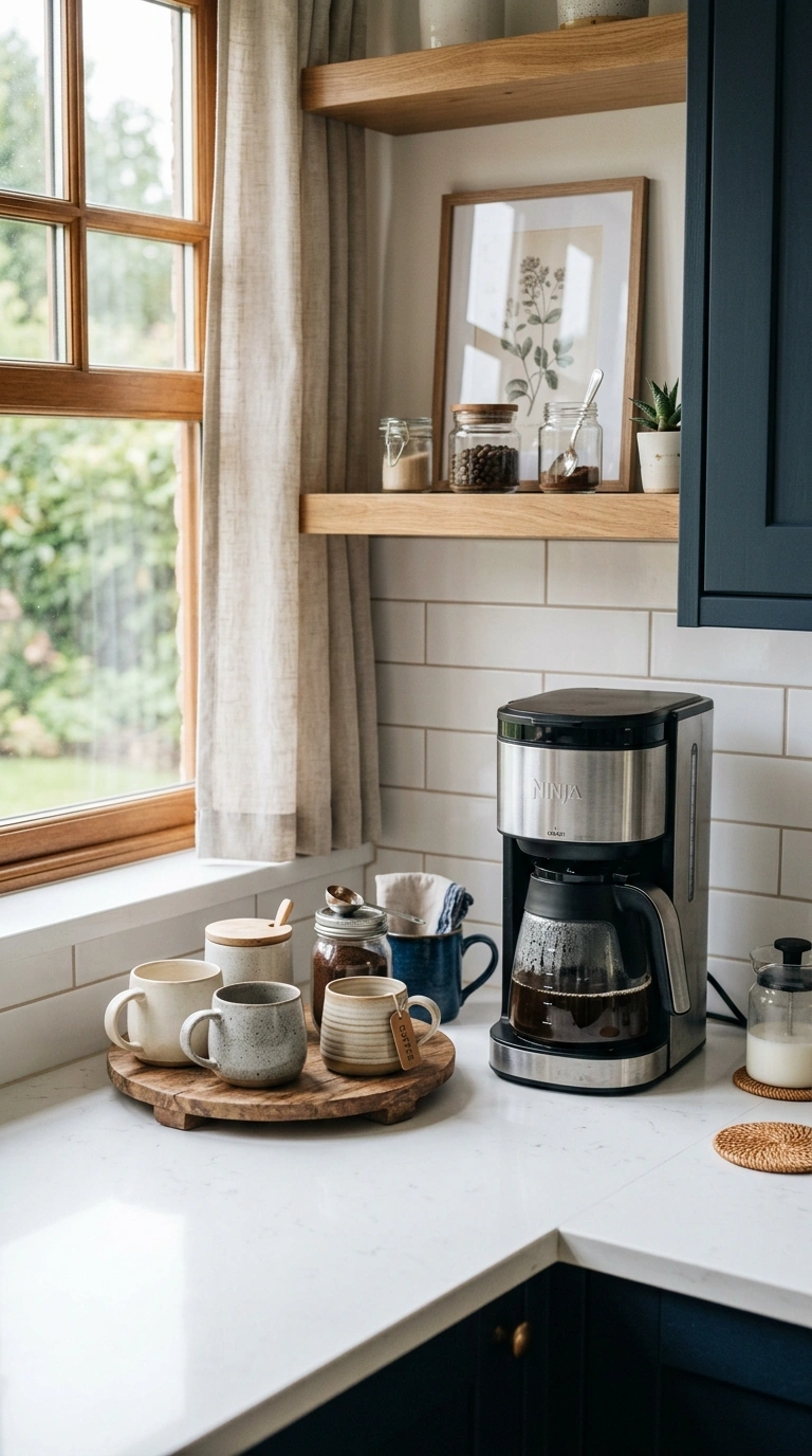 24 Simple Kitchen Makeover Ideas for DIY and Budget-Friendly Updates 24 023 Create A Coffee Station A kitchen counter corner s