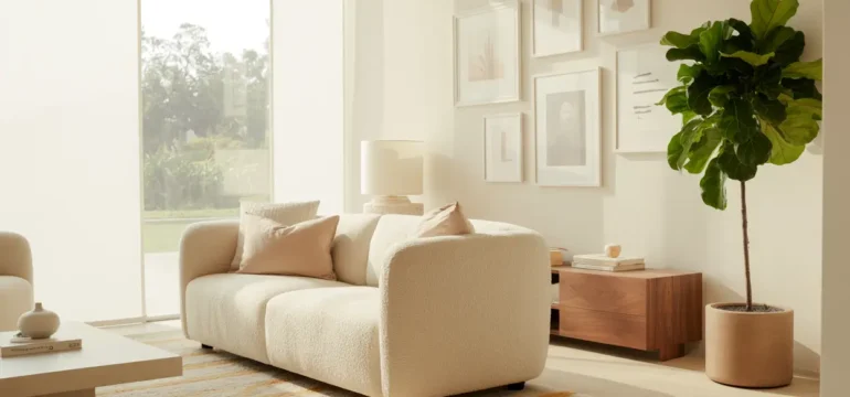 Modern Living Room Ideas With Neutral Tones, Minimalist Style, and Greenery