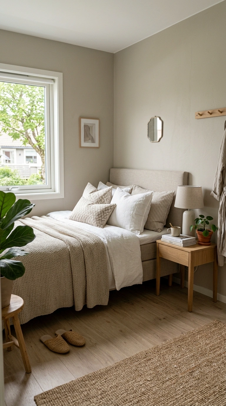 Small Bedroom, Big Style: 19 Layout Ideas 2 001 Bed Against Corner A small bedroom with the bed pu