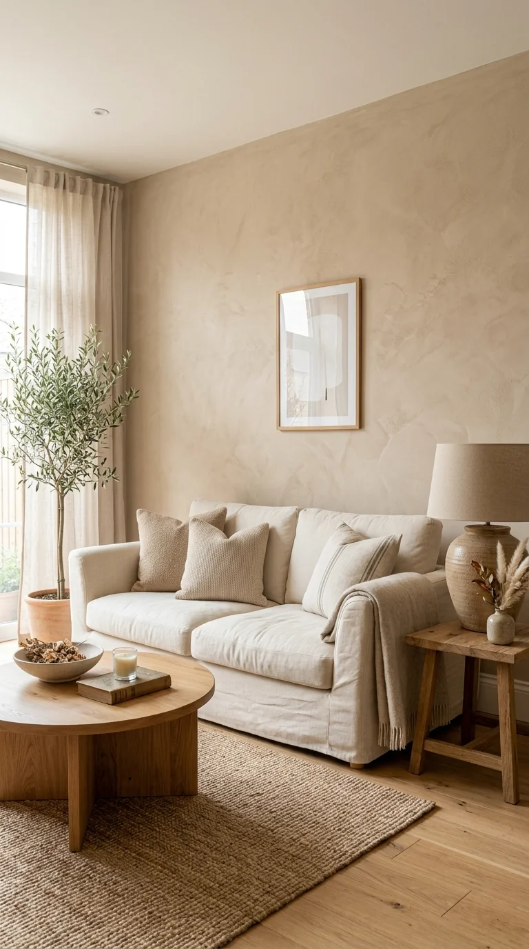 001 Clay Plaster Walls A living room with a smooth san