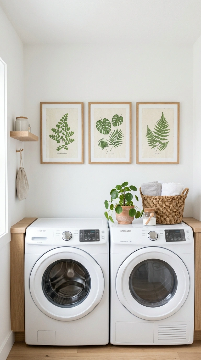 001 Framed Botanical Prints Three matching thin oak fr