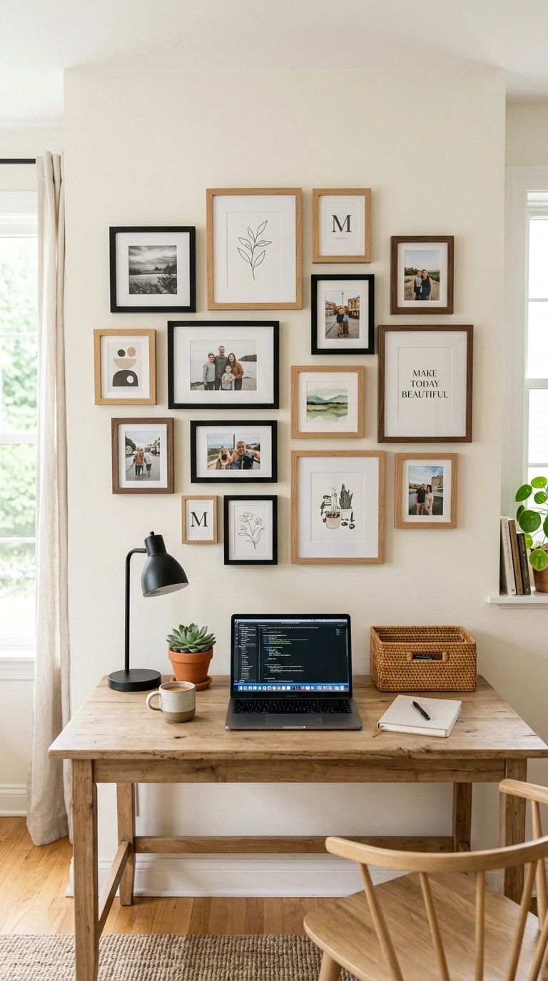001 Gallery Wall Frames A cluster of mixed size wood a