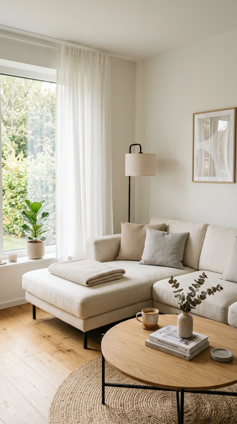 Small Living Room Layouts That Actually Work (22 Ideas) 2 001 L Shaped Sofa Corner A cream colored L shaped sofa 2