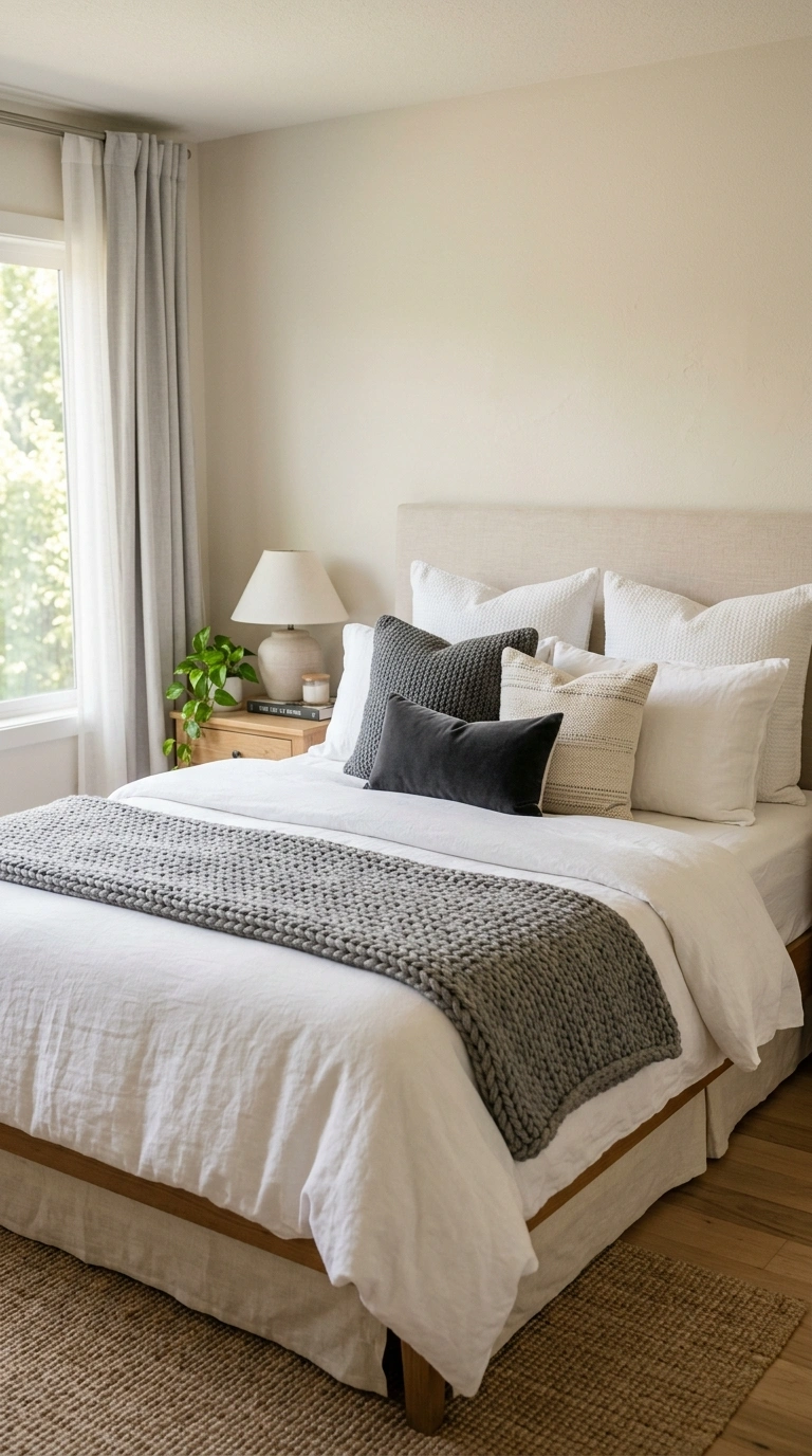 Master Bedroom Styling Tips From 14 Real Rooms 2 001 Layered Bedding Look A queen size bed with a white