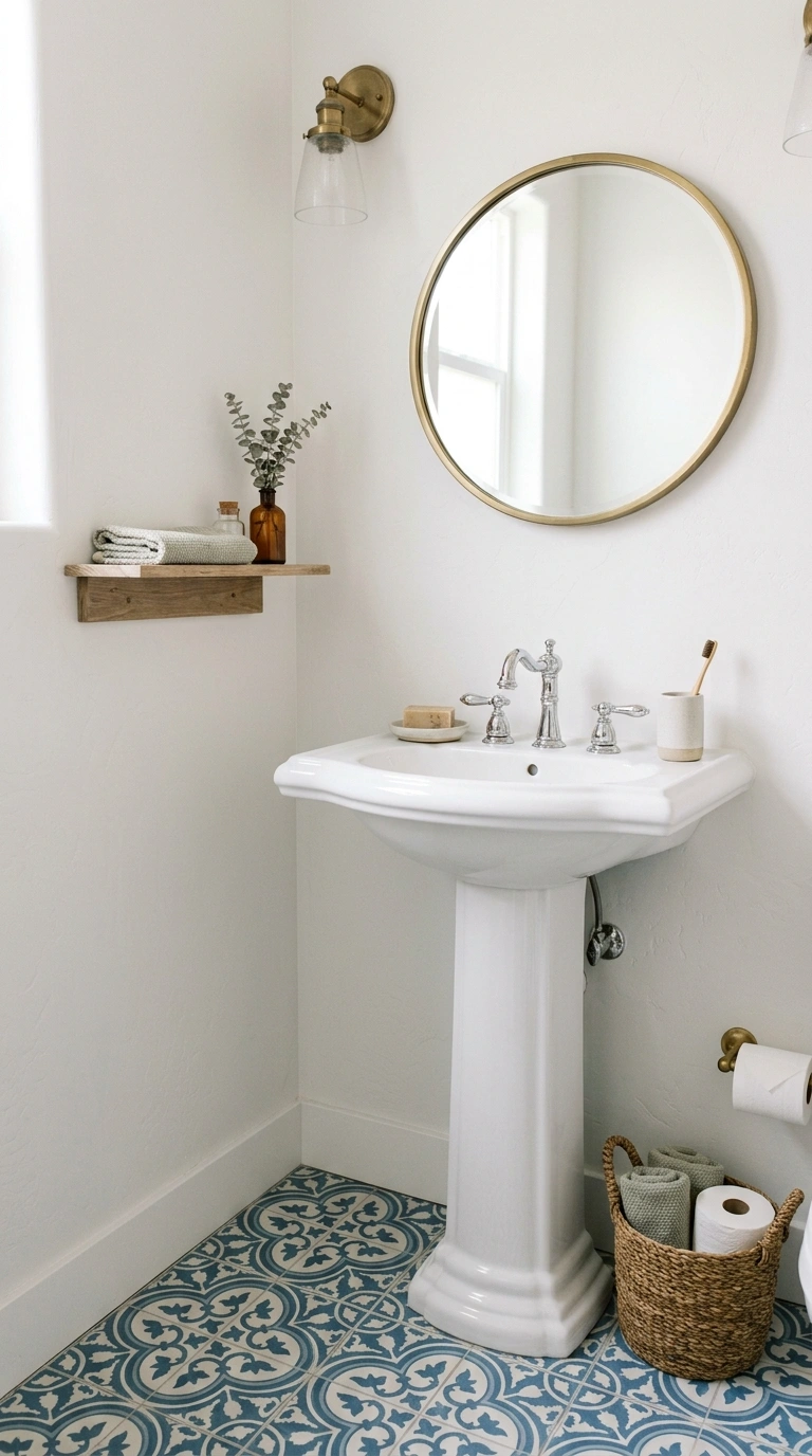 Small Half Bath? Here Are 11 Ideas That Make It Shine 2 001 Pedestal Sink Charm A small half bathroom with a c