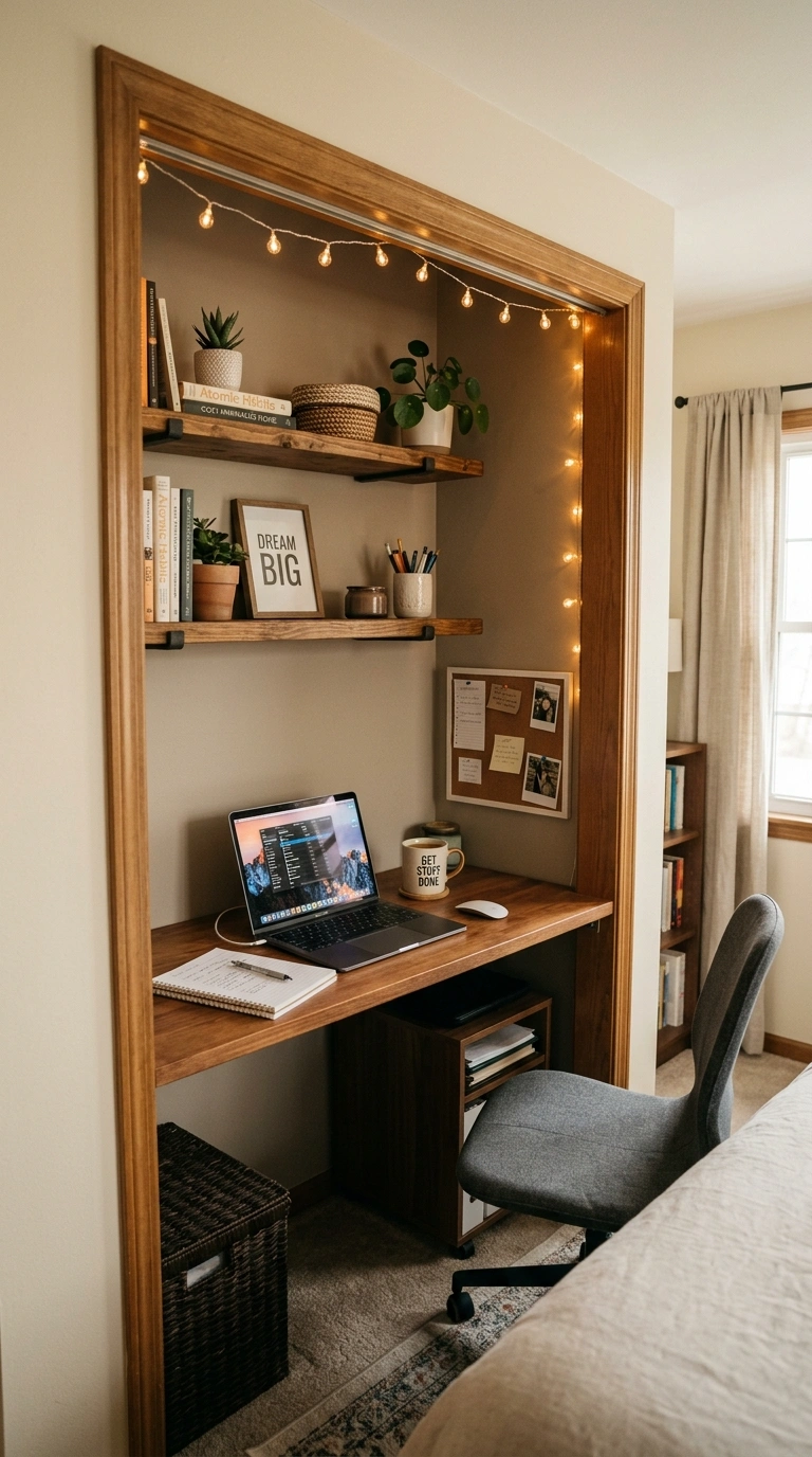 002 Closet Turned Office A closet with the doors remov