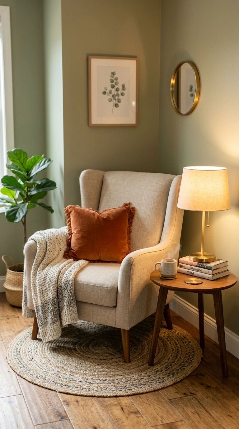 002 Corner Armchair Setup A single armchair angled in