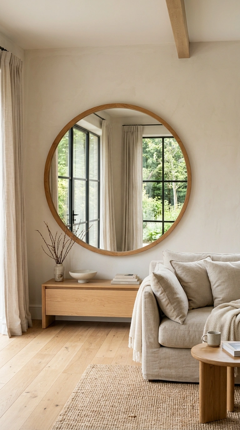 002 Oversized Statement Mirror A living room with a la
