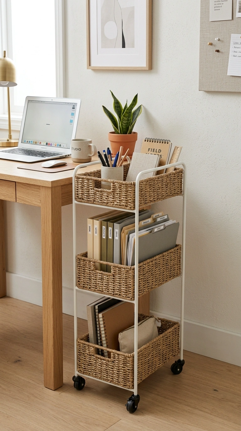 Home Office Storage That Keeps You Sane 3 002 Rolling Storage Cart A narrow rolling storage cart