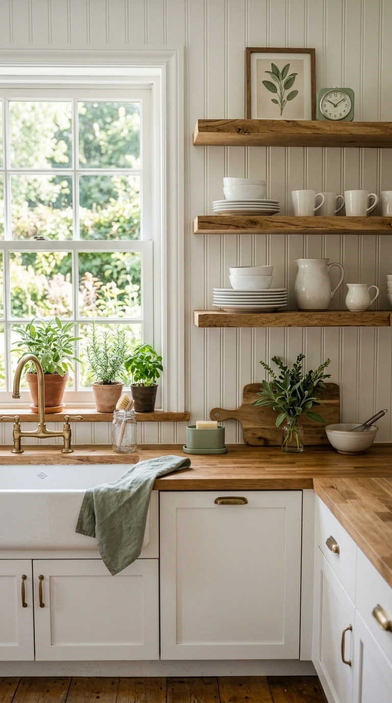 003 Beadboard Paneling A farmhouse kitchen with white