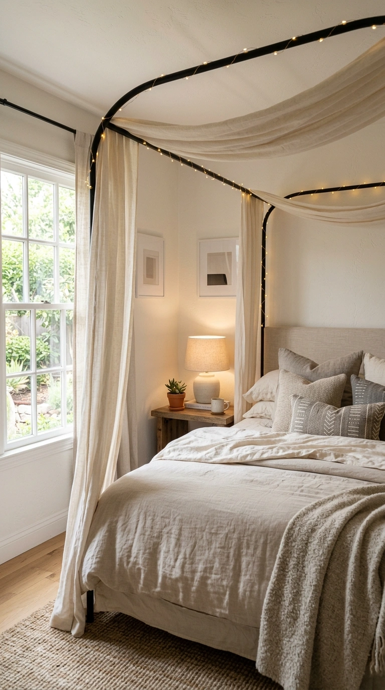 23 Cozy Bedroom Corner Ideas You'll Love 4 003 Canopy Bed Corner A bedroom corner with a bed dres