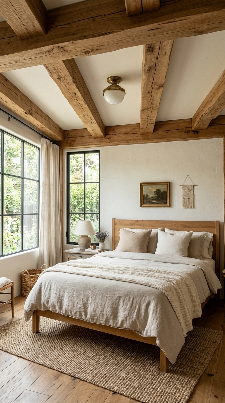 Rustic Bedroom Vibes — 16 Cozy Ideas 4 003 Exposed Wood Beams A rustic bedroom with natural s