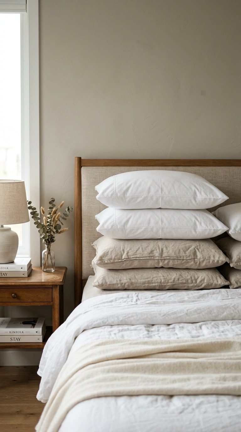 Setting Up a Guest Bedroom? Start Here (13 Essentials) 4 003 Extra Pillows A bed headboard with four pillows st