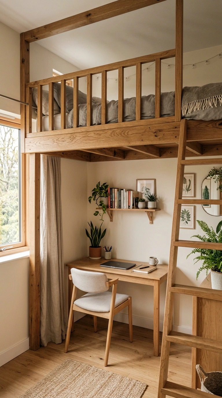 Small Bedroom, Big Style: 19 Layout Ideas 4 003 Loft Bed Layout A small bedroom with a wooden loft