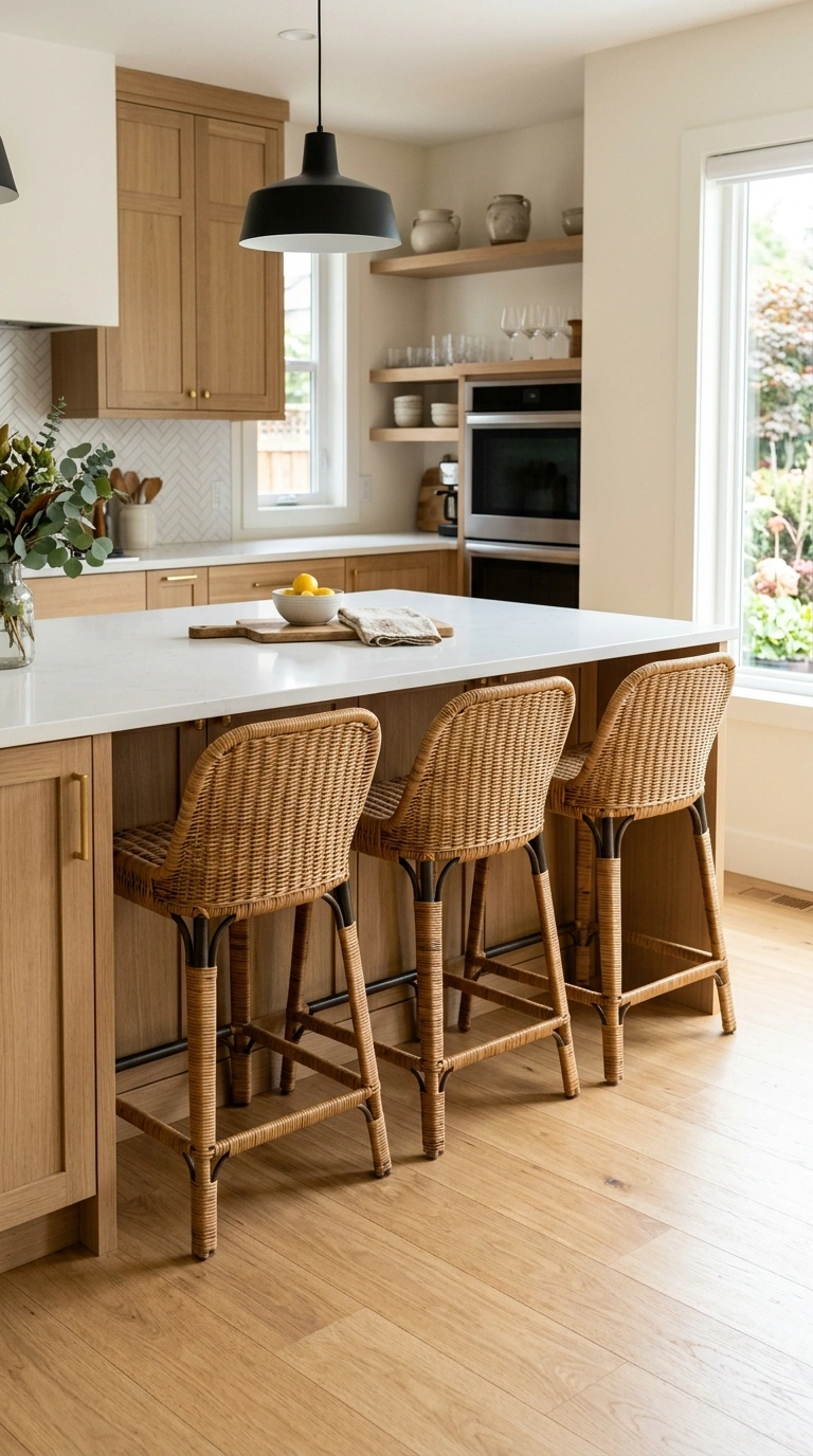 003 Matching Bar Stools A modern kitchen island with t