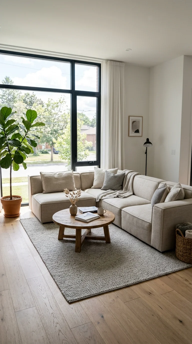 003 Modular Sectional Layout A neutral fabric modular
