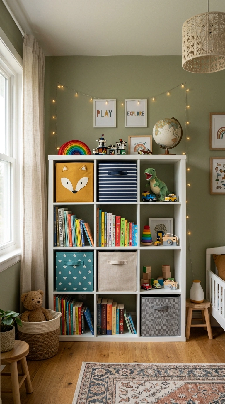 Kids Bedroom Storage That Actually Gets Used (17 Ideas) 4 003 Open Cube Shelving A kids bedroom wall with a cube