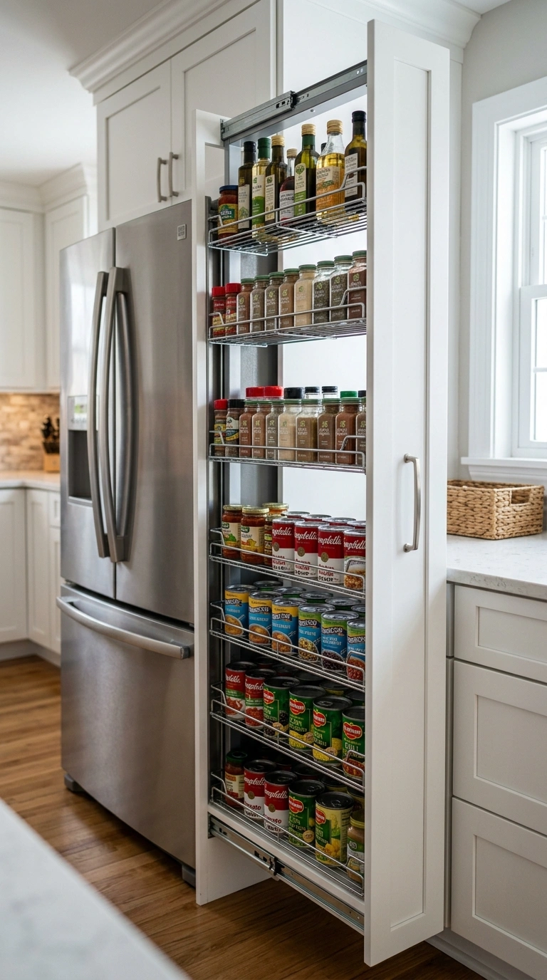 003 Pull Out Pantry A narrow pull out pantry cabinet b