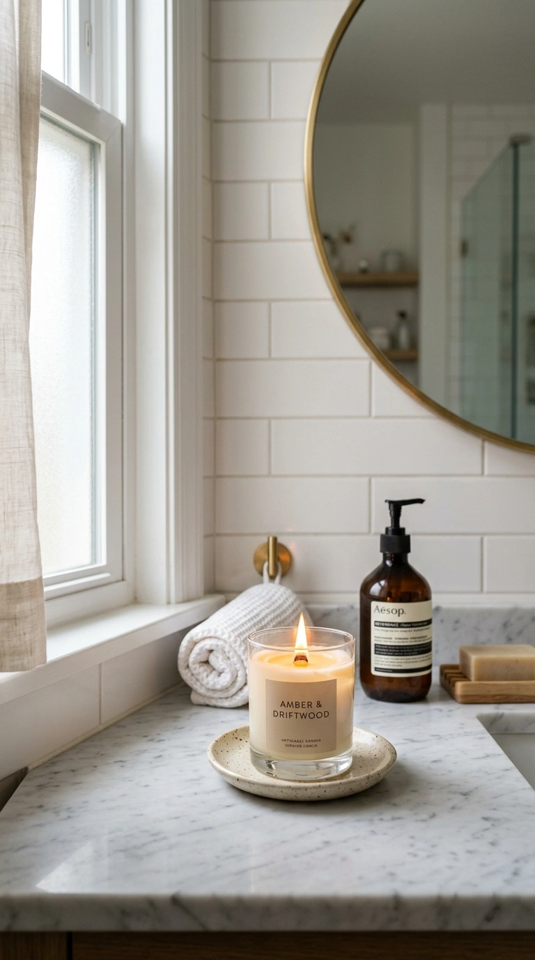 003 Scented Candle Display A bathroom counter corner w
