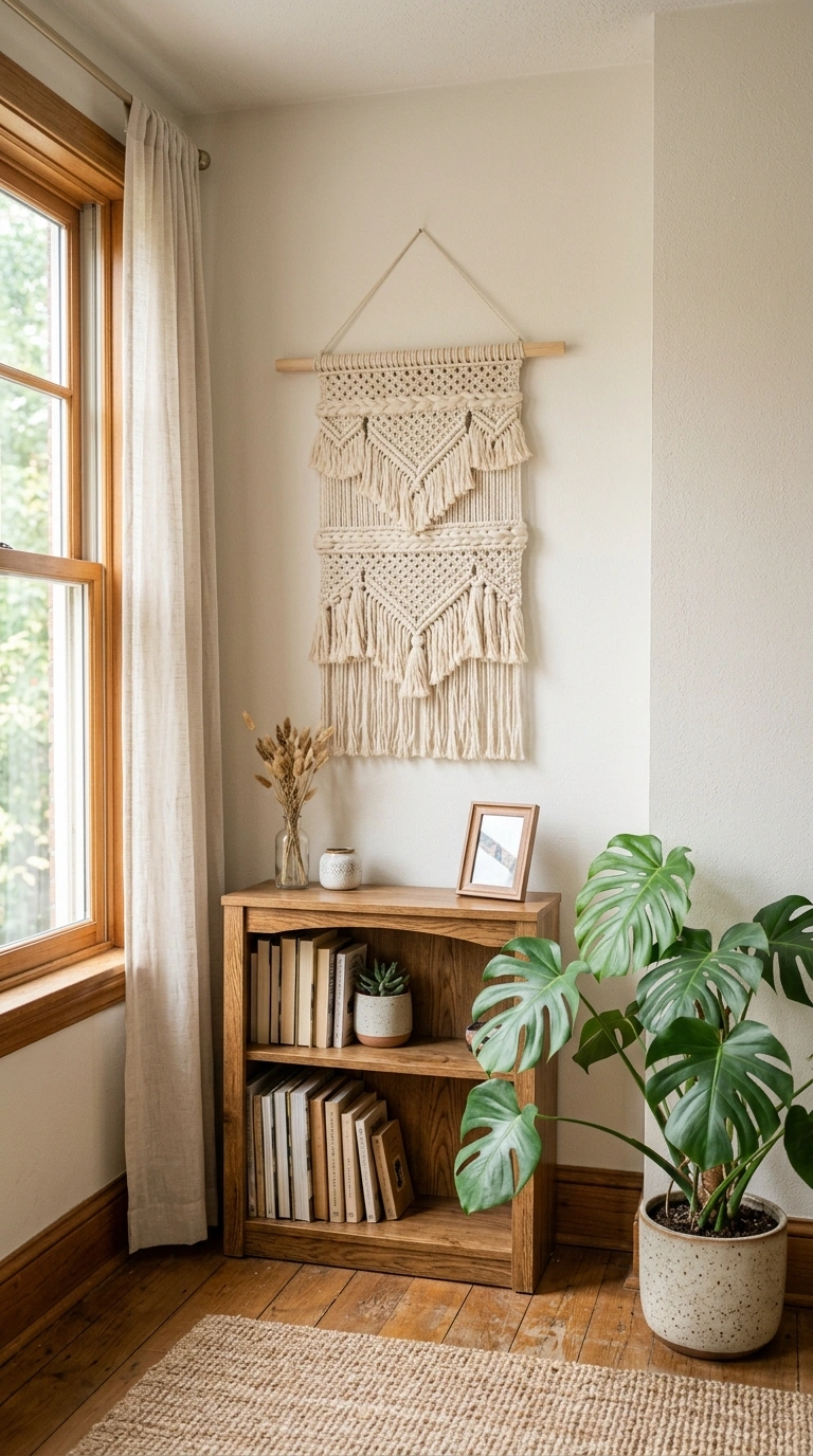 003 Woven Wall Hanging A cream colored woven wall hang