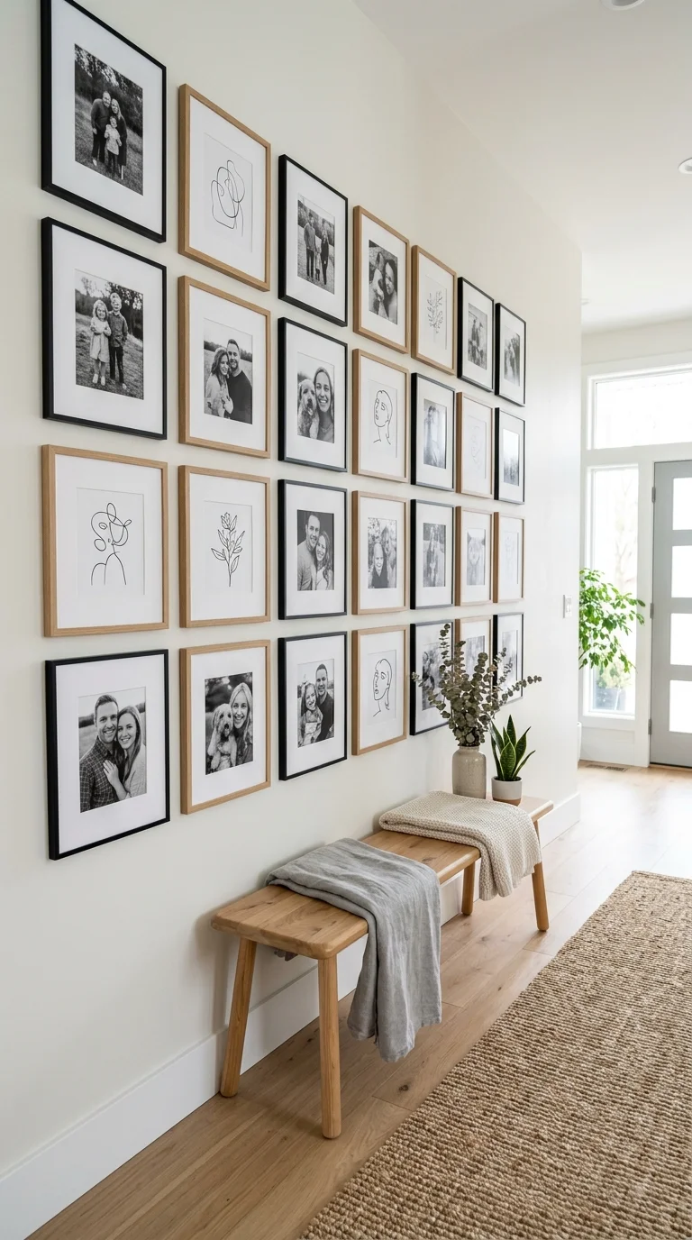 Your Tiny Hallway Deserves This Glow-Up: 20 Ideas to Try 5 004 Gallery Frame Wall A long hallway wall covered wit