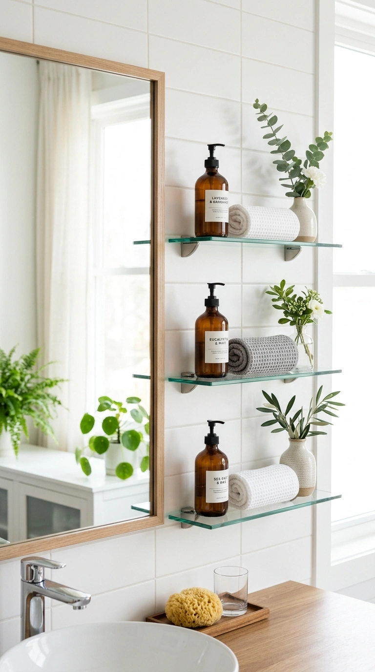 004 Glass Shelf Trio Three matching glass shelves moun