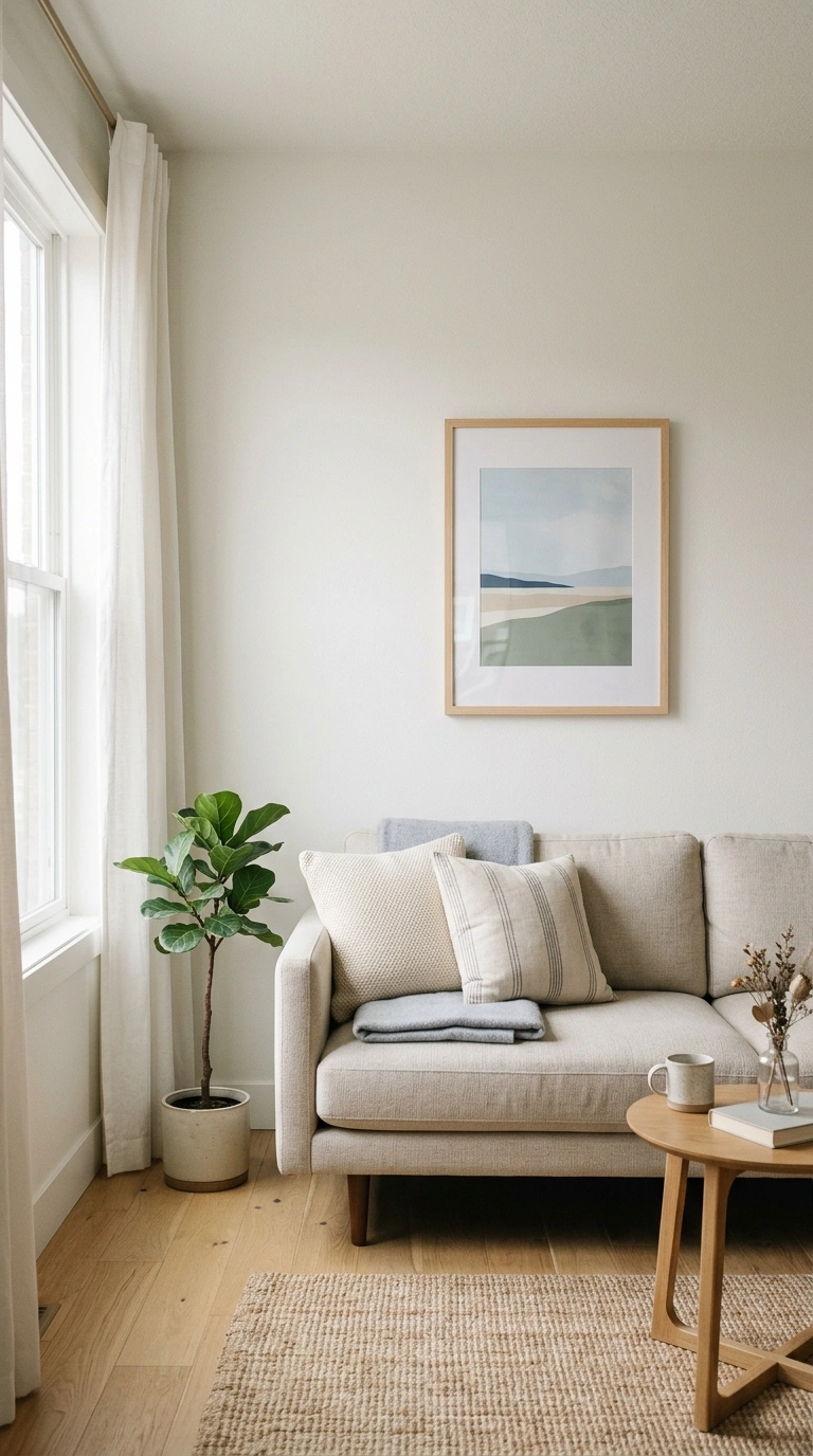 Living Room Refresh on a Budget (13 Ideas) 5 004 Hang Affordable Art A simple framed print hung at