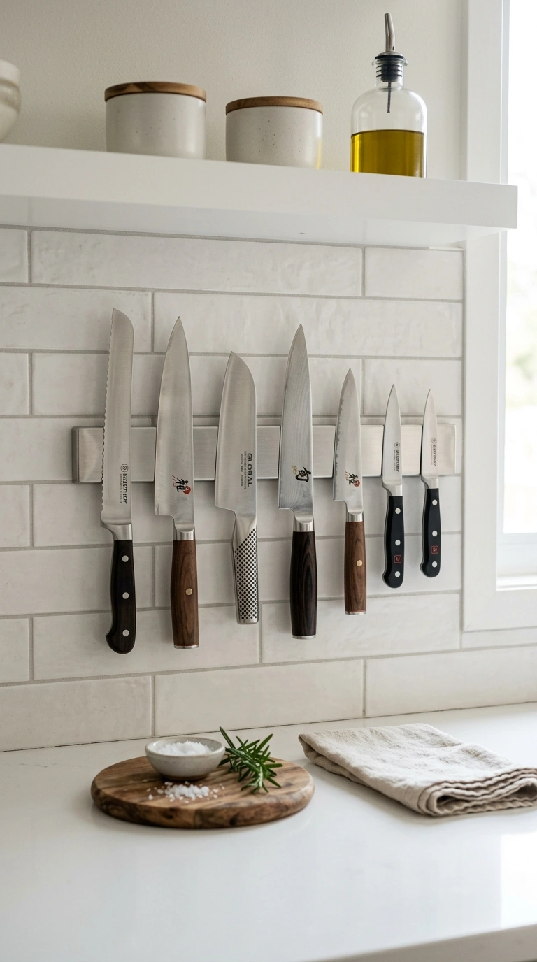 004 Magnetic Knife Strip A modern kitchen backsplash w