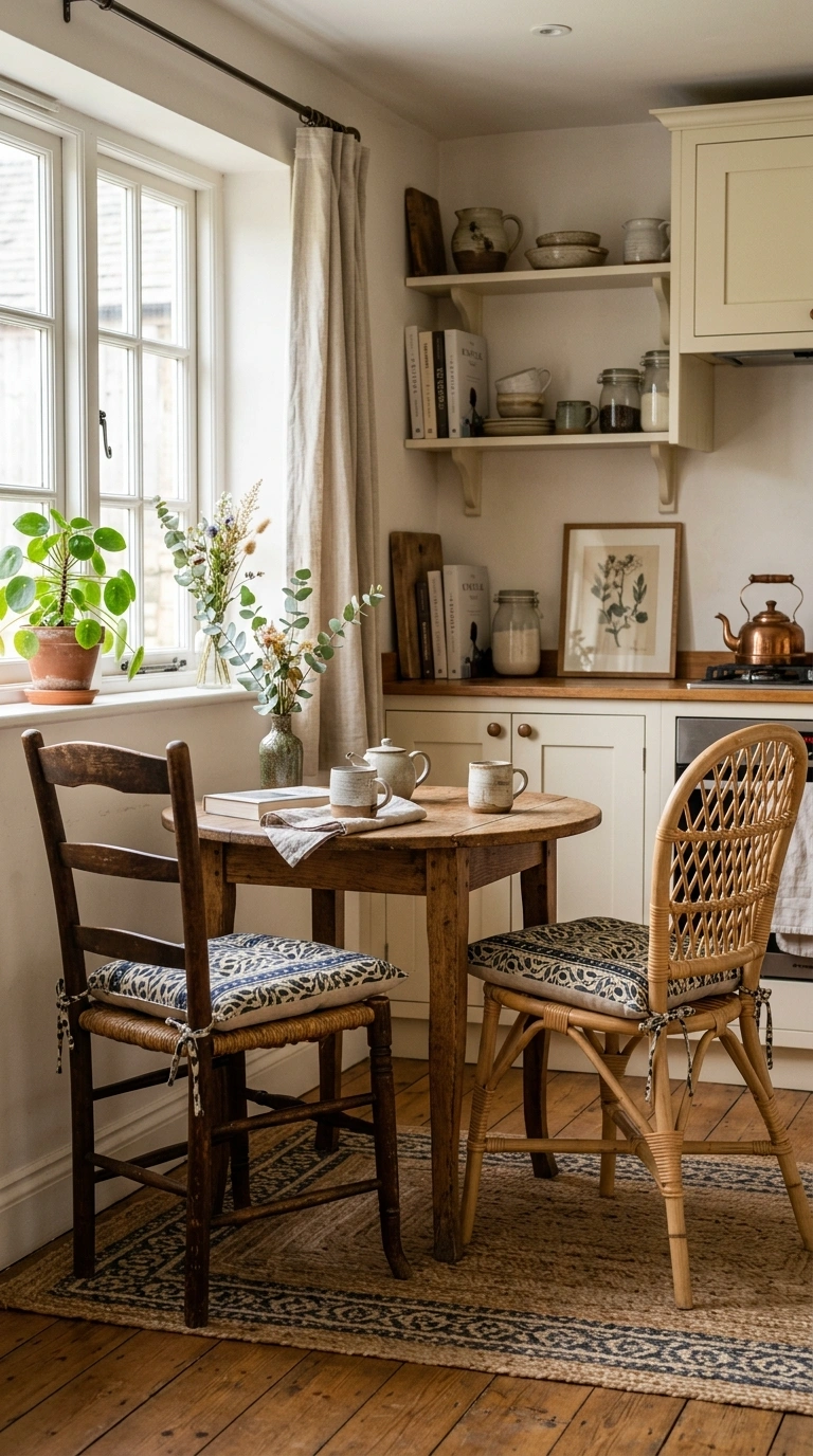 Small Kitchen Table? 12 Ways to Style It 5 004 Mismatched Dining Chairs A small kitchen table pai