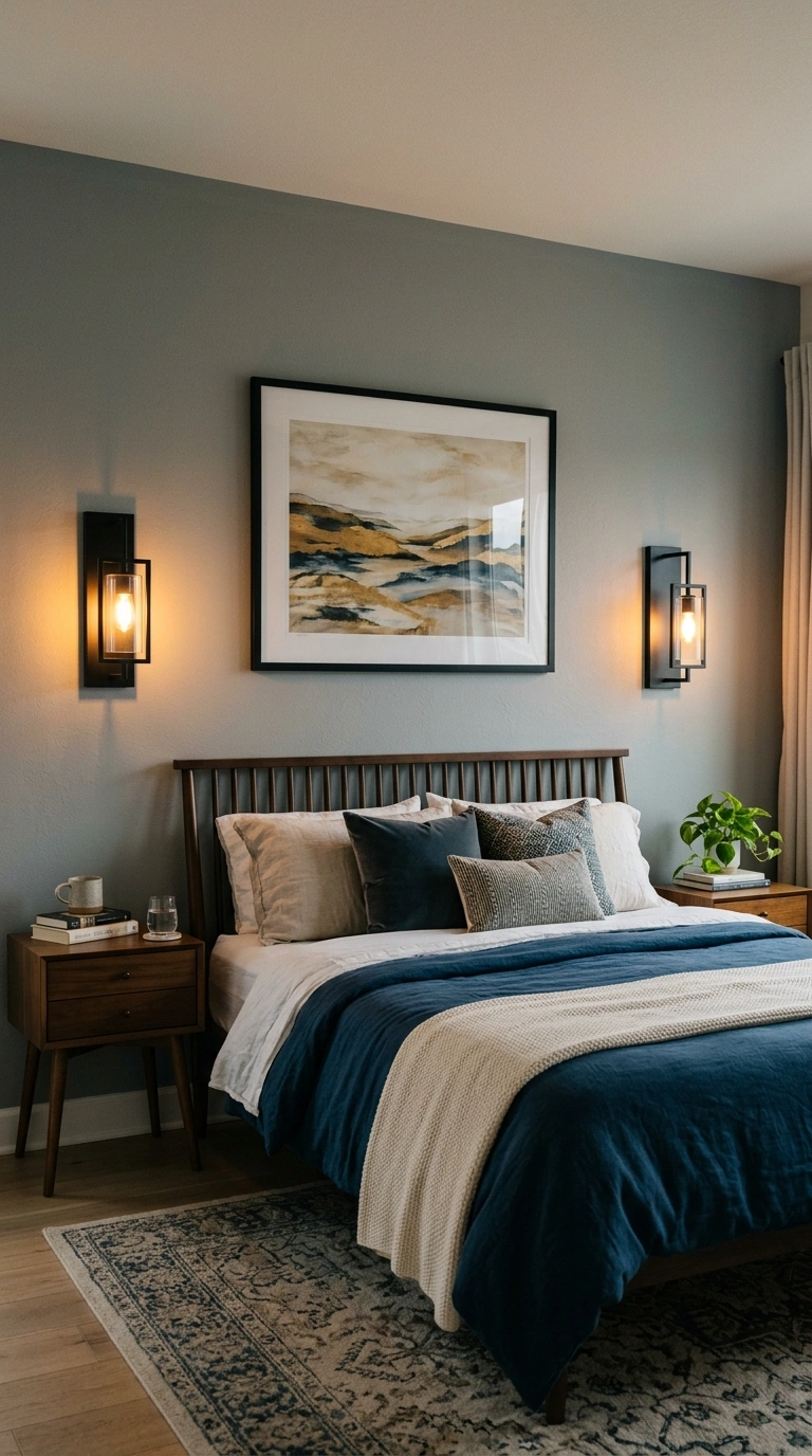What to Put Above Your Bed: 20 Wall Decor Ideas 5 004 Symmetrical Wall Sconces A bed with two matching b