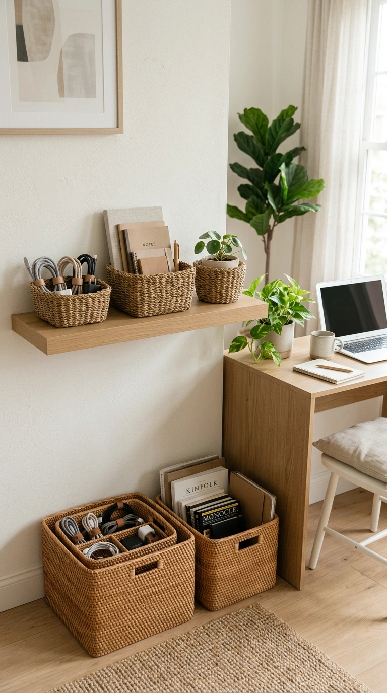 Home Office Storage That Keeps You Sane 5 004 Woven Storage Baskets A set of woven baskets arran