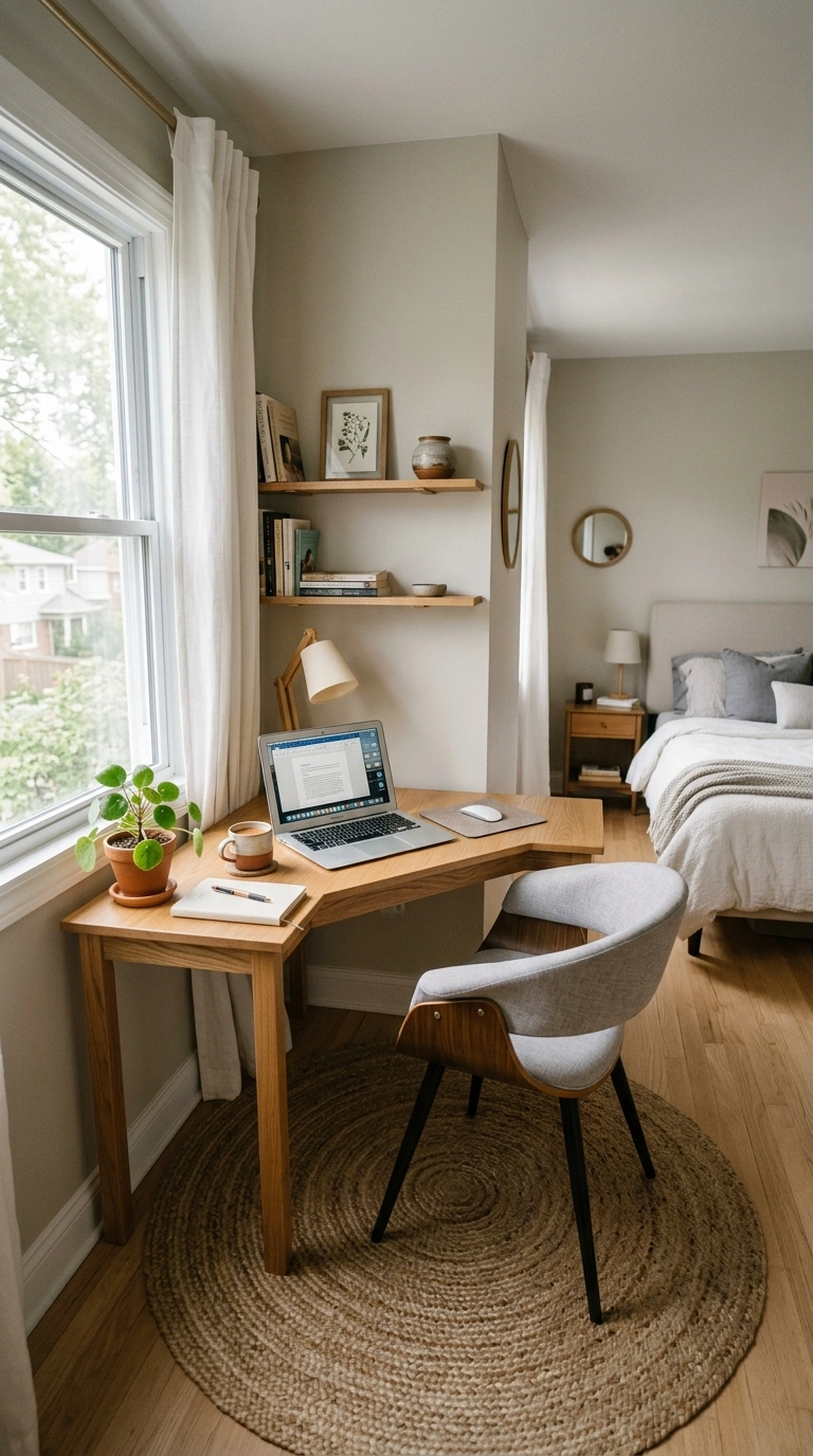 005 Bedroom Corner Desk A compact corner desk fitted i