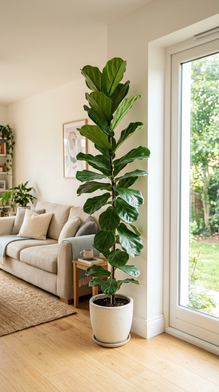 Living Room Refresh on a Budget (13 Ideas) 6 005 Bring In Plants A tall fiddle leaf fig plant in a
