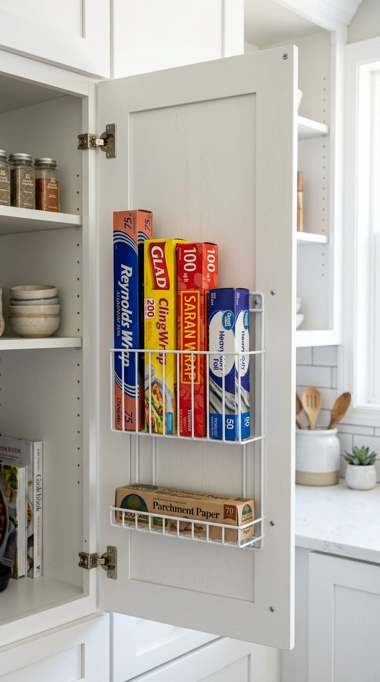 Cabinet Organization Hacks You'll Wish You Knew Sooner (18 Ideas) 6 005 Door Mounted Racks The inside of an open kitchen c
