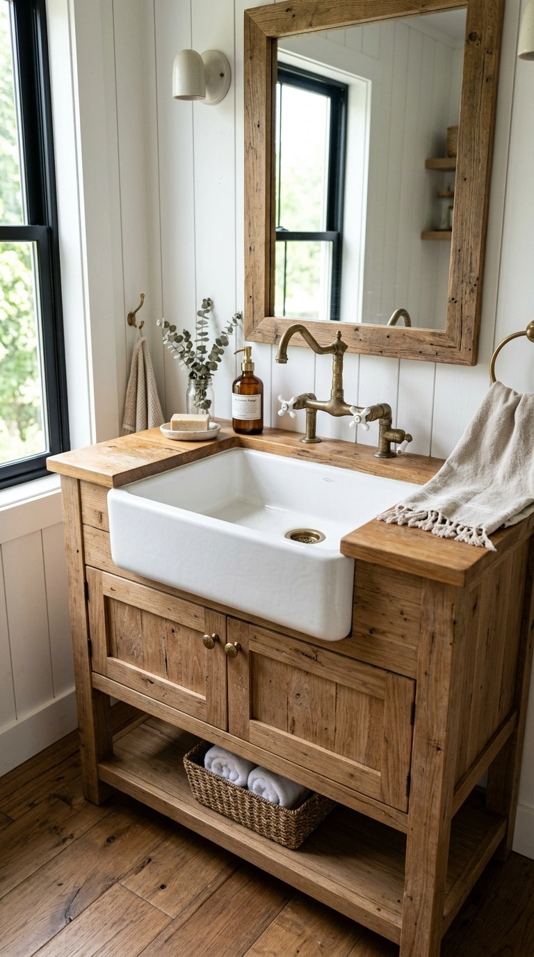 Farmhouse Bathrooms Done Right: 14 Inspiring Looks 6 005 Farmhouse Sink Vanity A farmhouse bathroom vanity