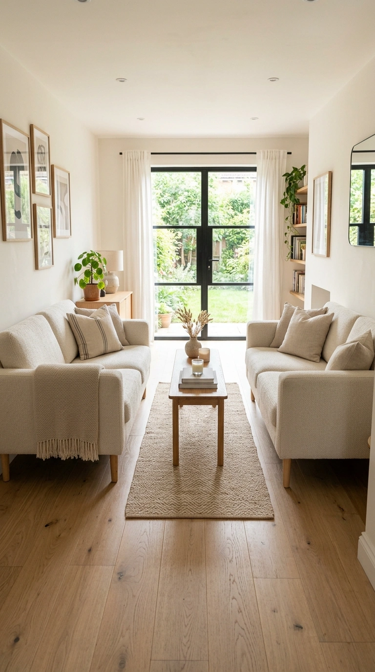 Small Living Room Layouts That Actually Work (22 Ideas) 6 005 Two Loveseat Layout A narrow living room with two 1 2